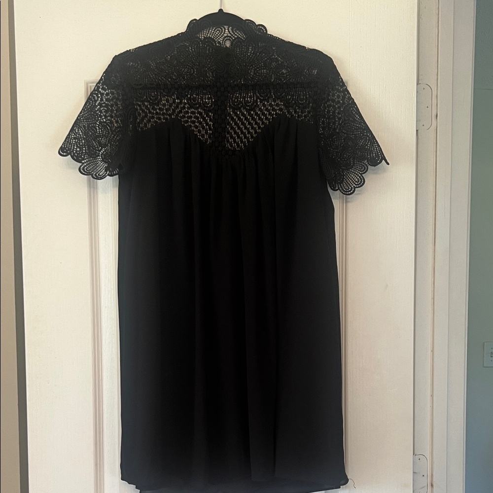 Chic Black Lace Overlay Mini Dress